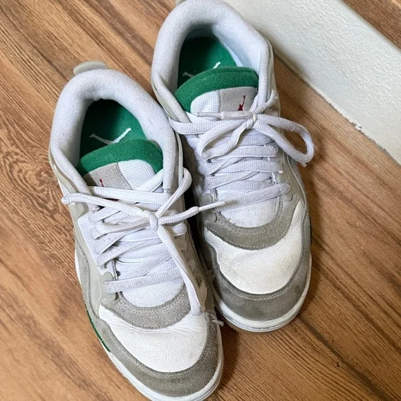 Nike Air Jordan 4 RM White and Green Sneakers - Picture 5 of 6